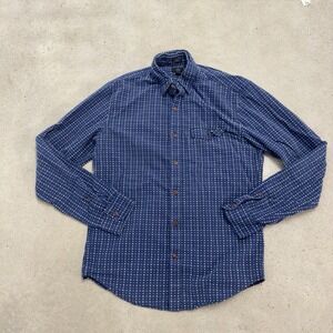 J.Crew Mens Button Down Shirt Slim Fit Blue Embroidered Preppy Casual Office Med